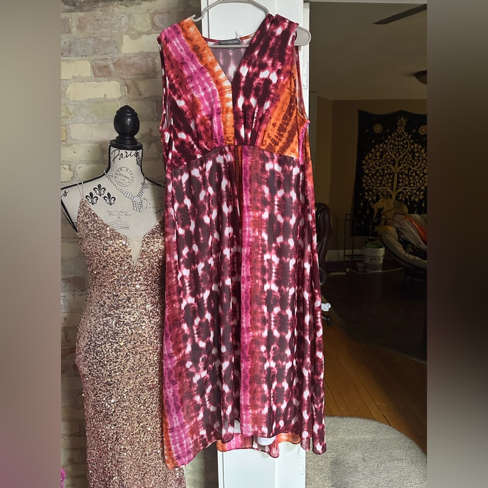 Kate & Mallory Silver Pink Sleeveless V-Neck Sundress